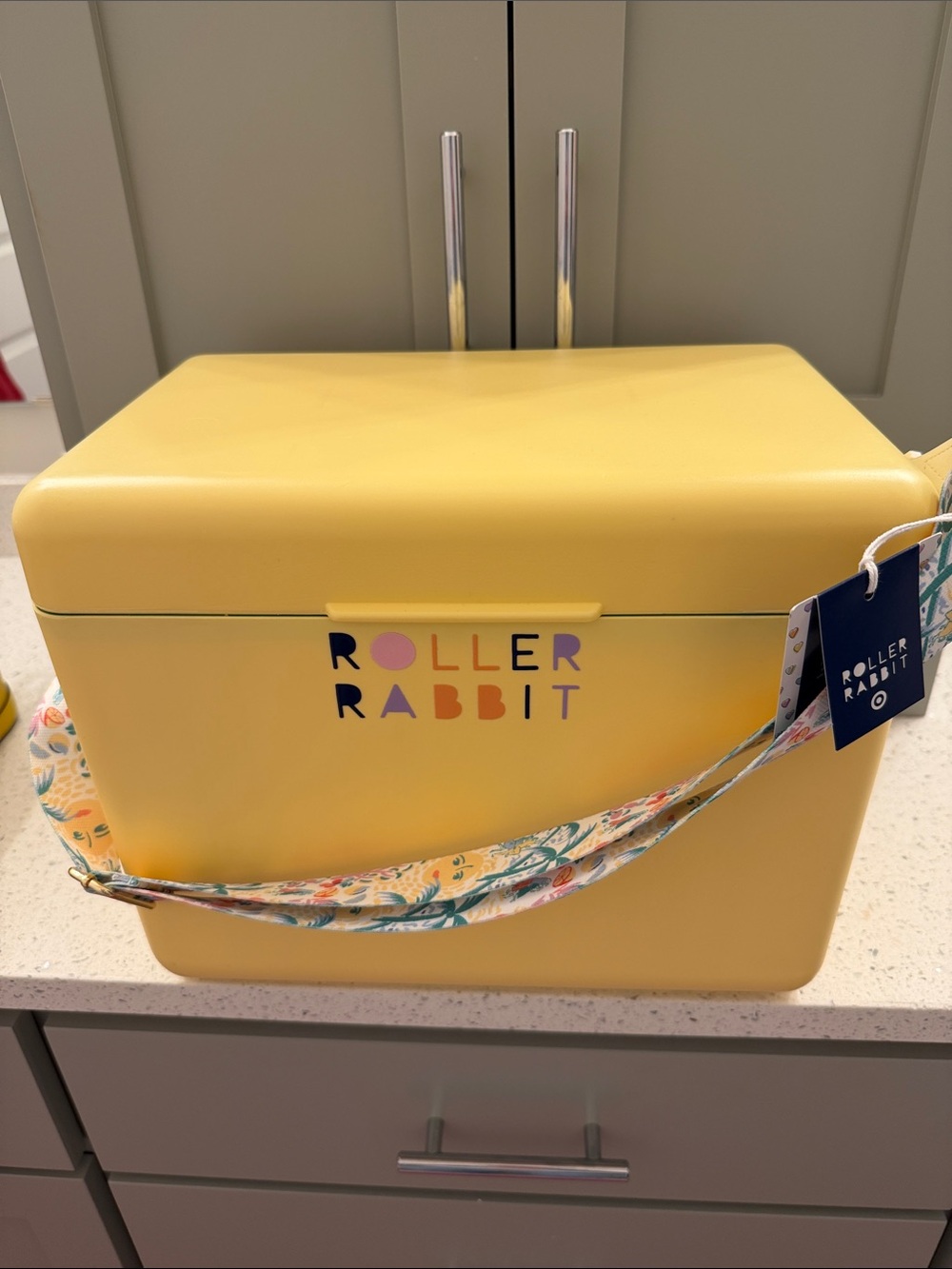 Roller Rabbit hard side cooler in yellow